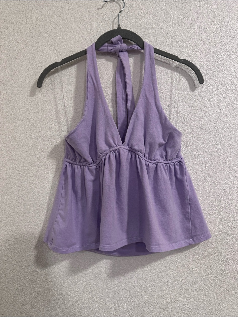 Electric Family Lilac Halter Tie-Back Peplum Camisole